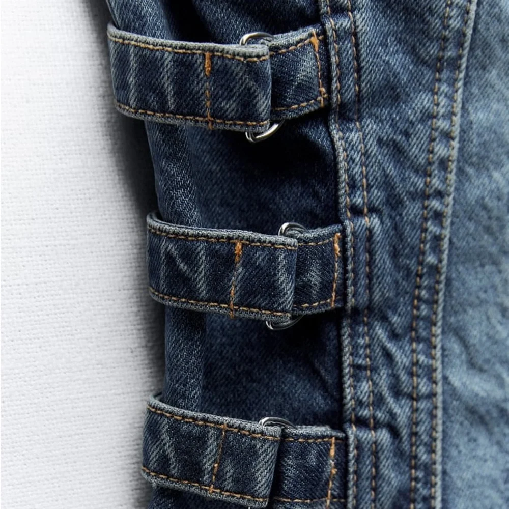 Zara Dark Blue Strapless Denim Top - Picture 7 of 8